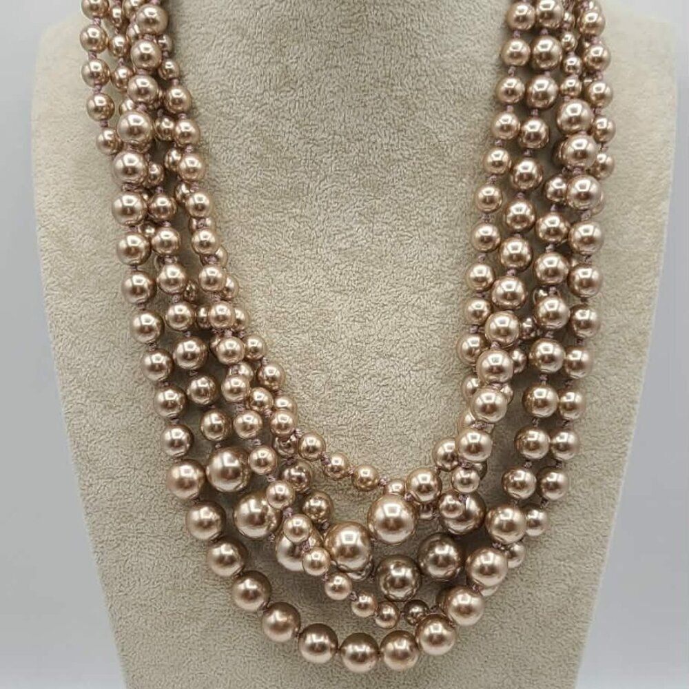 J Crew 5 Strand Champaign Colored Faux Pearls